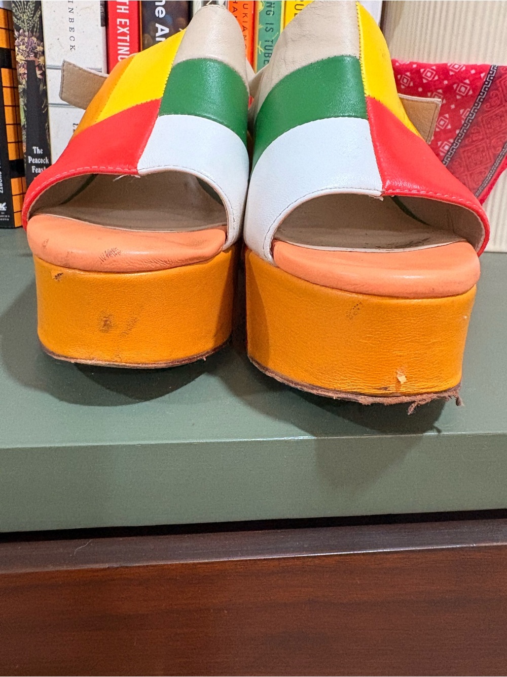 Multicolor Women’s Platform Sandals — Green, Red, Yellow, Orange, White - Picture 6 of 7